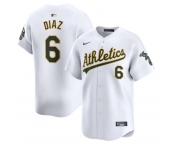 Men's Oakland Athletics #6 Jordan Diaz White Home Limited Stitched Jersey