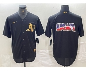 Men's Oakland Athletics Black Gold Team Big Logo Cool Base Stitched Baseball Jersey