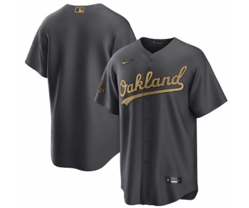 Men's Oakland Athletics Blank Charcoal 2022 All-Star Cool Base Stitched Baseball Jersey