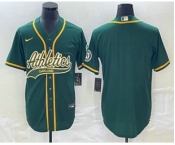 Men's Oakland Athletics Blank Green Cool Base Stitched Baseball Jersey