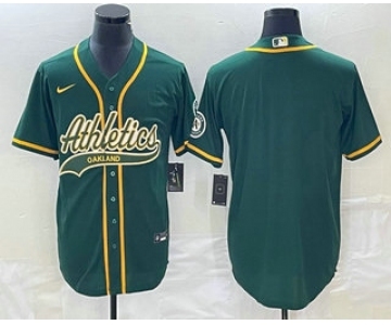 Men's Oakland Athletics Blank Green Cool Base Stitched Baseball Jersey