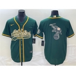 Men's Oakland Athletics Green Team Big Logo Cool Base Stitched Baseball Jersey 001