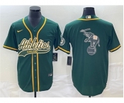 Men's Oakland Athletics Green Team Big Logo Cool Base Stitched Baseball Jersey 001