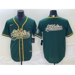 Men's Oakland Athletics Green Team Big Logo Cool Base Stitched Baseball Jersey 002