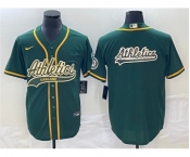 Men's Oakland Athletics Green Team Big Logo Cool Base Stitched Baseball Jersey 002