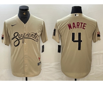 Men's Arizona Diamondback #4 Ketel Marte 2021 Gold City Connect Cool Base Stitched Jersey