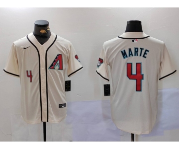 Men's Arizona Diamondback #4 Ketel Marte Number Cream Cool Base Limited Stitched Jersey