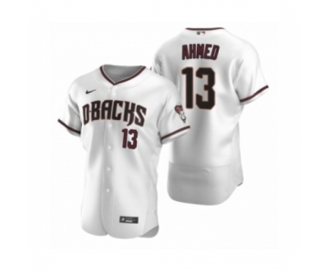 Men's Arizona Diamondbacks #13 Nick Ahmed Nike White Crimson Authentic 2020 Home Jersey