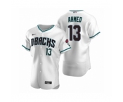 Men's Arizona Diamondbacks #13 Nick Ahmed Nike White Teal Authentic 2020 Alternate Jersey