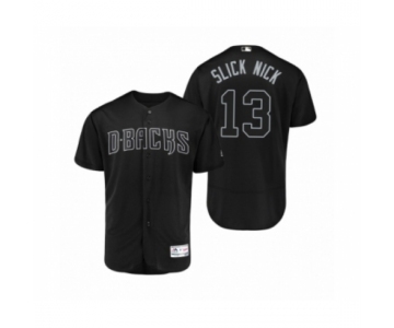 Men's Arizona Diamondbacks #13 Nick Ahmed Slick Nick Black 2019 Players Weekend Authentic Jersey