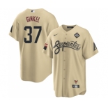 Men's Arizona Diamondbacks #37 Kevin Ginkel Gold 2023 World Series City Connect Cool Base Stitched Baseball Jersey