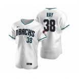 Men's Arizona Diamondbacks #38 Robbie Ray Nike White Teal Authentic 2020 Alternate Jersey