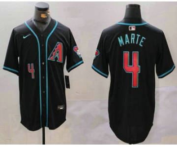 Men's Arizona Diamondbacks #4 Ketel Marte Number Black Cool Base Limited Stitched Jersey