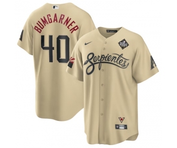 Men's Arizona Diamondbacks #40 Madison Bumgarner Gold 2023 World Series City Connect Cool Base Stitched Baseball Jersey