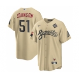 Men's Arizona Diamondbacks #51 Randy Johnson Gold 2023 World Series City Connect Cool Base Stitched Baseball Jersey