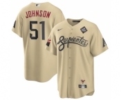 Men's Arizona Diamondbacks #51 Randy Johnson Gold 2023 World Series City Connect Cool Base Stitched Baseball Jersey