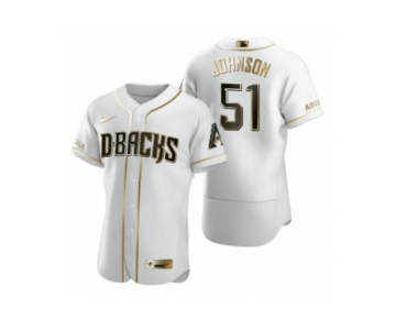 Men's Arizona Diamondbacks #51 Randy Johnson Nike White Authentic Golden Edition Jersey