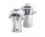 Men's Arizona Diamondbacks #51 Randy Johnson Nike White Teal Authentic 2020 Alternate Jersey