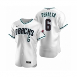 Men's Arizona Diamondbacks #6 David Peralta Nike White Teal Authentic 2020 Alternate Jersey