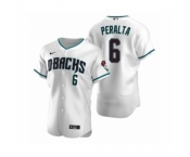 Men's Arizona Diamondbacks #6 David Peralta Nike White Teal Authentic 2020 Alternate Jersey