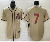 Men's Arizona Diamondbacks #7 Corbin Carroll Cream 2024 Stitched Cool Base Nike Jersey