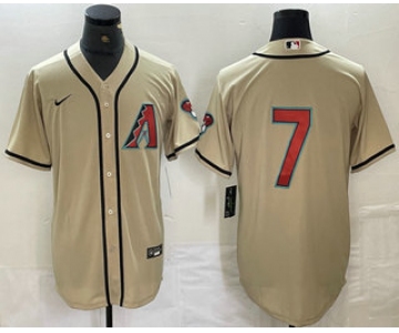 Men's Arizona Diamondbacks #7 Corbin Carroll Cream 2024 Stitched Cool Base Nike Jersey