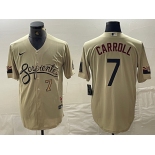 Men's Arizona Diamondbacks #7 Corbin Carroll Number 2021 Gold City Connect Cool Base Stitched Jersey