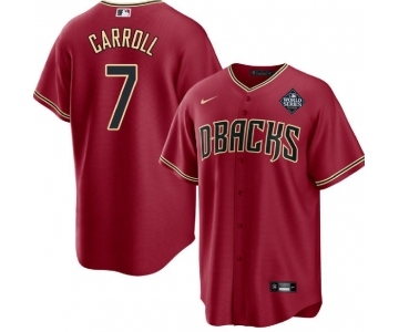 Men's Arizona Diamondbacks #7 Corbin Carroll Red 2023 World Series Cool Base Stitched Baseball Jersey