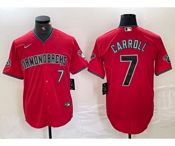 Men's Arizona Diamondbacks #7 Corbin Carroll Red 2024 Cool Base Stitched Baseball Jersey