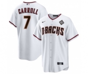 Men's Arizona Diamondbacks #7 Corbin Carroll White 2023 World Series Cool Base Stitched Baseball Jersey