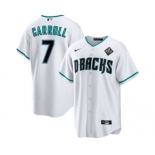 Men's Arizona Diamondbacks #7 Corbin Carroll White 2023 World Series Cool Base Stitched Baseball Jerseys