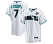 Men's Arizona Diamondbacks #7 Corbin Carroll White 2023 World Series Cool Base Stitched Baseball Jerseys