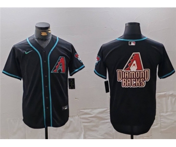 Men's Arizona Diamondbacks Black Team Big Logo Cool Base Stitched Baseball Jersey