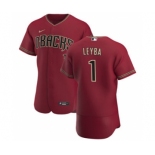 Men's Nike Arizona Diamondbacks #1 Domingo Leyba Crimson Authentic Alternate Team Baseball Jersey