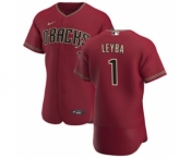 Men's Nike Arizona Diamondbacks #1 Domingo Leyba Crimson Authentic Alternate Team Baseball Jersey