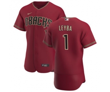 Men's Nike Arizona Diamondbacks #1 Domingo Leyba Crimson Authentic Alternate Team Baseball Jersey