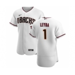 Men's Nike Arizona Diamondbacks #1 Domingo Leyba White Crimson Authentic Home Team Baseball Jersey