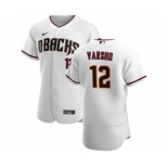 Men's Nike Arizona Diamondbacks #12 Daulton Varsho White Crimson Authentic Home Team Baseball Jersey