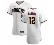 Men's Nike Arizona Diamondbacks #12 Daulton Varsho White Crimson Authentic Home Team Baseball Jersey