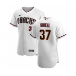 Men's Nike Arizona Diamondbacks #37 Kevin Ginkel White Crimson Authentic Home Team Baseball Jersey