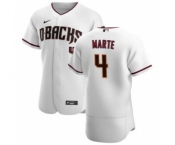 Men's Nike Arizona Diamondbacks #4 Ketel Marte White Crimson Authentic Home Team Baseball Jersey