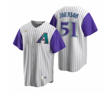 Men's Nike Arizona Diamondbacks #51 Randy Johnson Cream Purple Cooperstown Collection Alternate Stitched Baseball Jersey