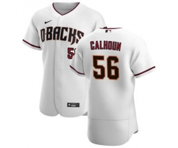 Men's Nike Arizona Diamondbacks #56 Kole Calhoun White Crimson Authentic Home Team Baseball Jersey