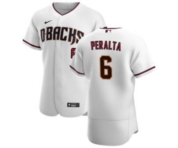 Men's Nike Arizona Diamondbacks #6 David Peralta White Crimson Authentic Home Team Baseball Jersey