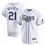 Men Tampa Bay Rays #21 Jonny DeLuca White Home Limited Stitched Baseball Jersey