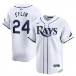 Men Tampa Bay Rays #24 Zach Eflin White Home Limited Stitched Baseball Jersey