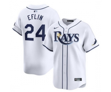 Men Tampa Bay Rays #24 Zach Eflin White Home Limited Stitched Baseball Jersey