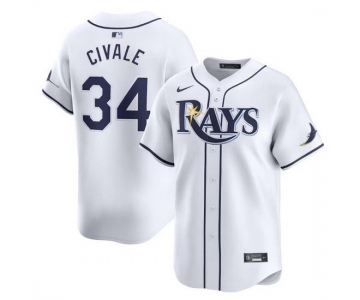 Men Tampa Bay Rays #34 Aron Civale White Home Limited Stitched Baseball Jersey