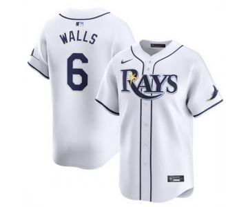 Men Tampa Bay Rays #6 Taylor Walls White Home Limited Stitched Baseball Jersey