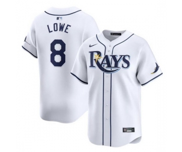 Men Tampa Bay Rays #8 Brandon Lowe White Home Limited Stitched Baseball Jersey